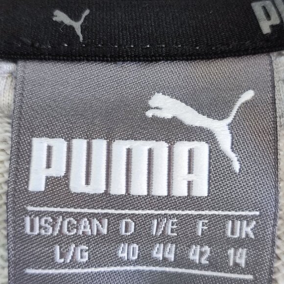 Puma sweatshirt / track jacket full zip printed sleeve light grey woman's size L - Picture 4 of 10